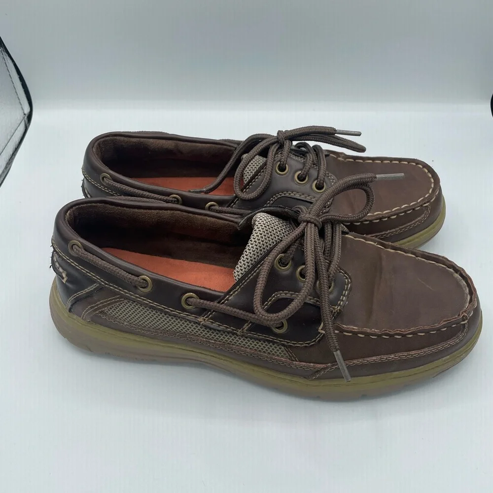 Croft & Borrow Dark Brown Memory Foam Boat Shoes, Men’s Size 8